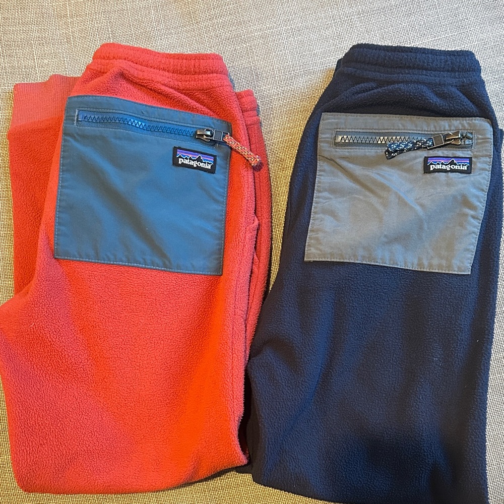 Patagonia Kids Micro D Joggers- Red and Navy /LOT of TWO